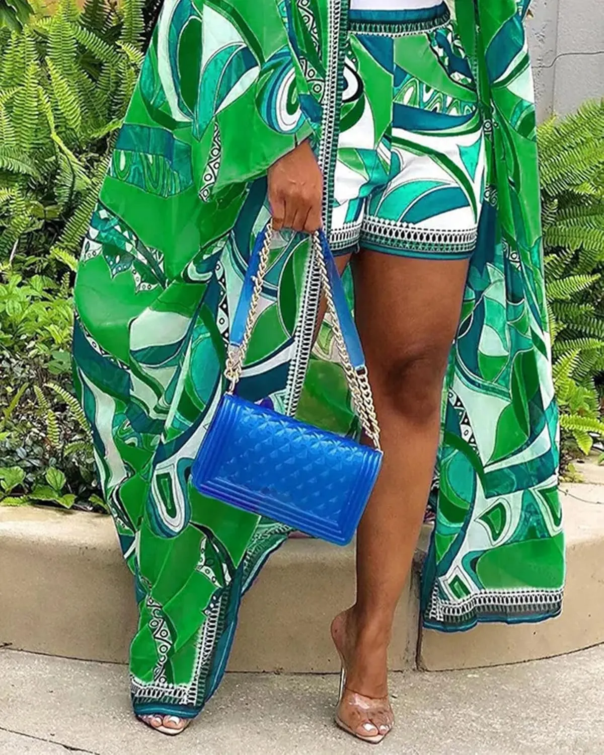 2 Piece Outfits for Women Sexy Beach Cover Up Shorts Set Open Front Long Cardigan