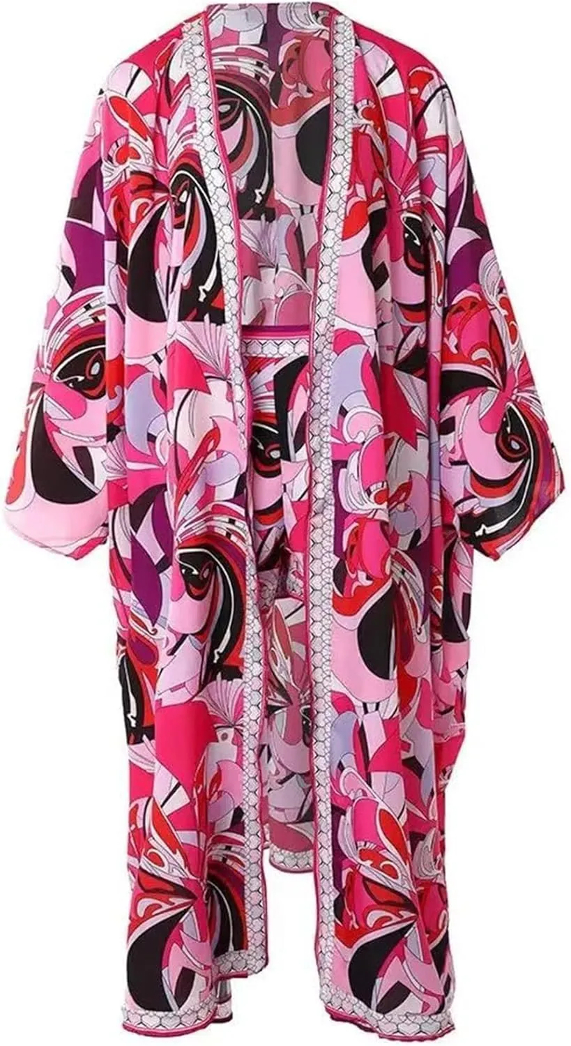 2 Piece Outfits for Women Sexy Beach Cover Up Shorts Set Open Front Long Cardigan