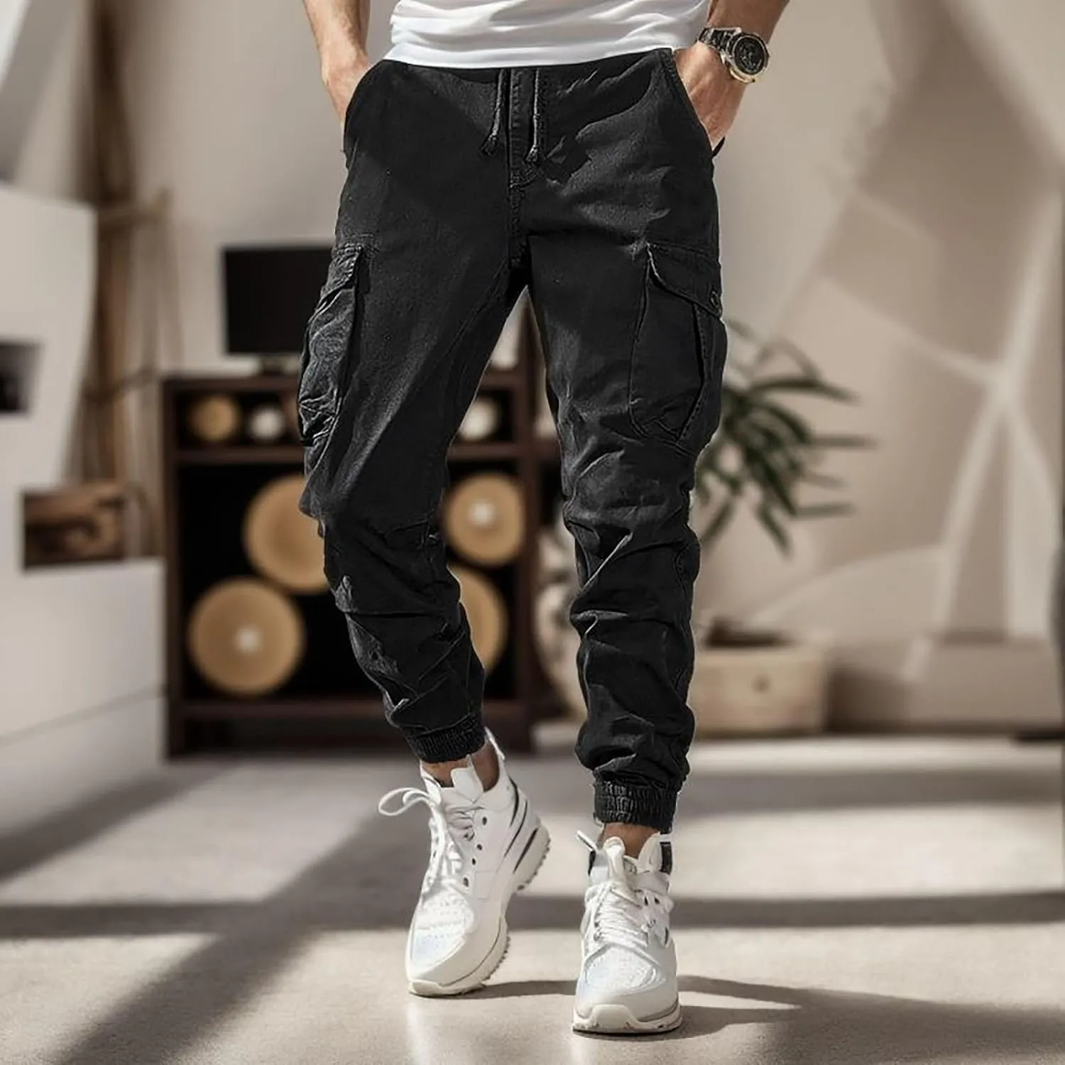 2023 Men's Cargo Pants with Multi Pockets Casual Work Trousers Plus Size Lightweight Jogger Pant Outdoor Hiking Sweatpants