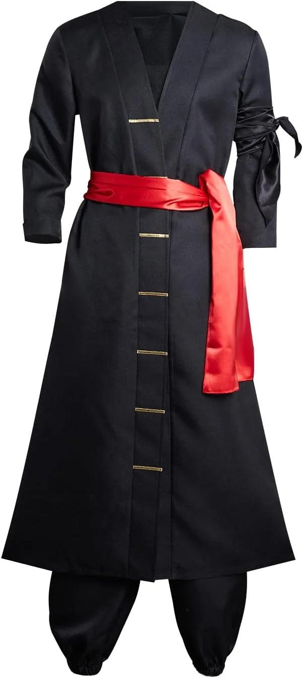 Adult Cosplay Costume Anime Kimono Robe Cloak Cape Wano Country Black Outfits Halloween Suit for Men Women