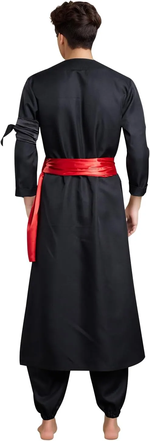 Adult Cosplay Costume Anime Kimono Robe Cloak Cape Wano Country Black Outfits Halloween Suit for Men Women