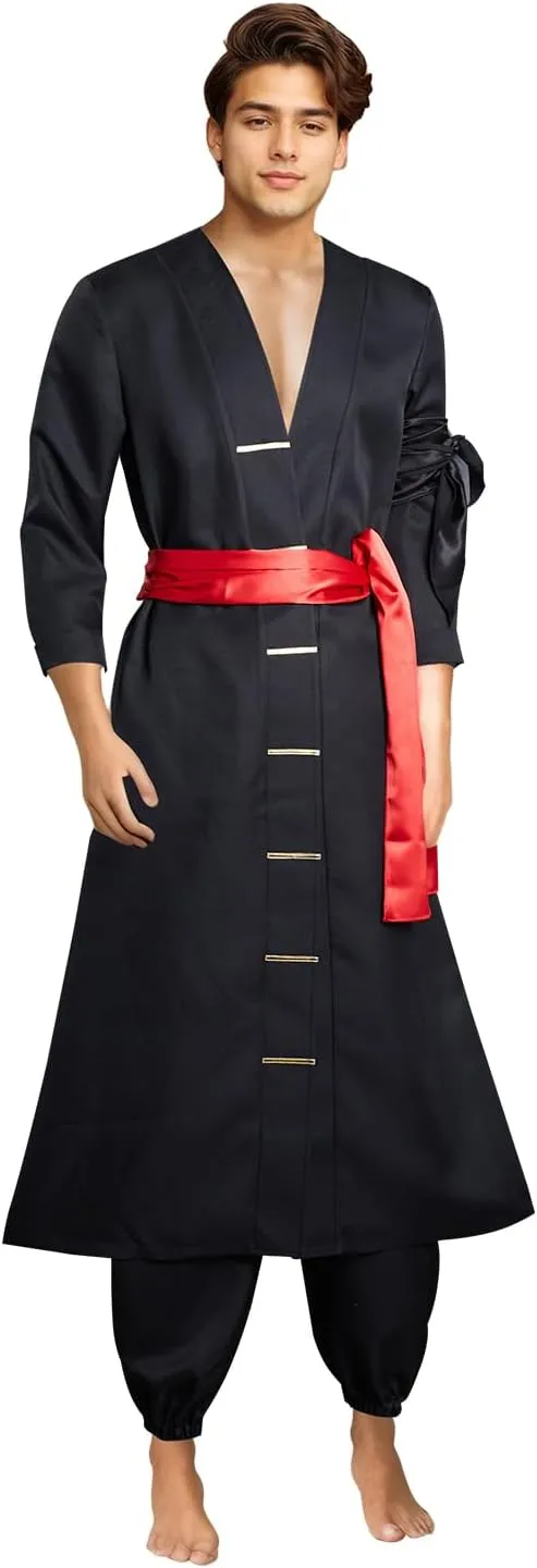 Adult Cosplay Costume Anime Kimono Robe Cloak Cape Wano Country Black Outfits Halloween Suit for Men Women