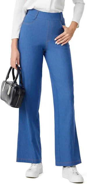 AFITNE Women's Wide Leg Jeans High Waist Pull On Jeans Trendy Loose Denim Pants with Stretchy Denim Like Material