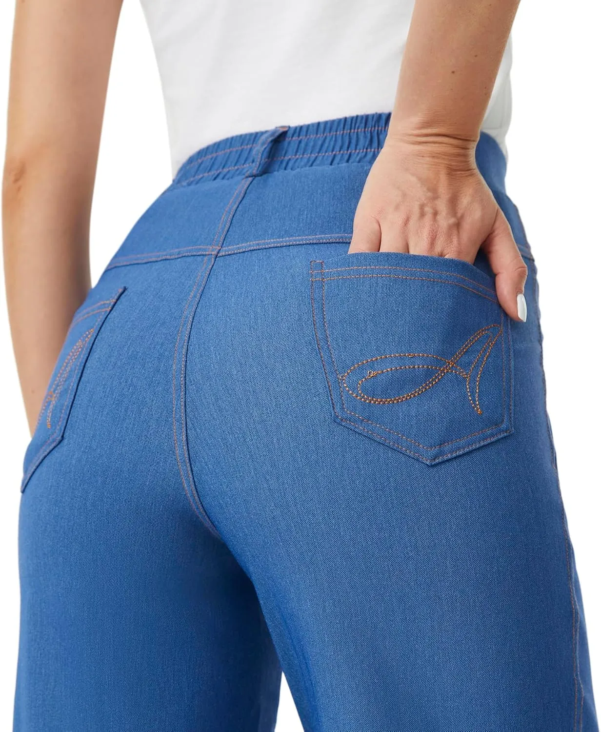 AFITNE Women's Wide Leg Jeans High Waist Pull On Jeans Trendy Loose Denim Pants with Stretchy Denim Like Material