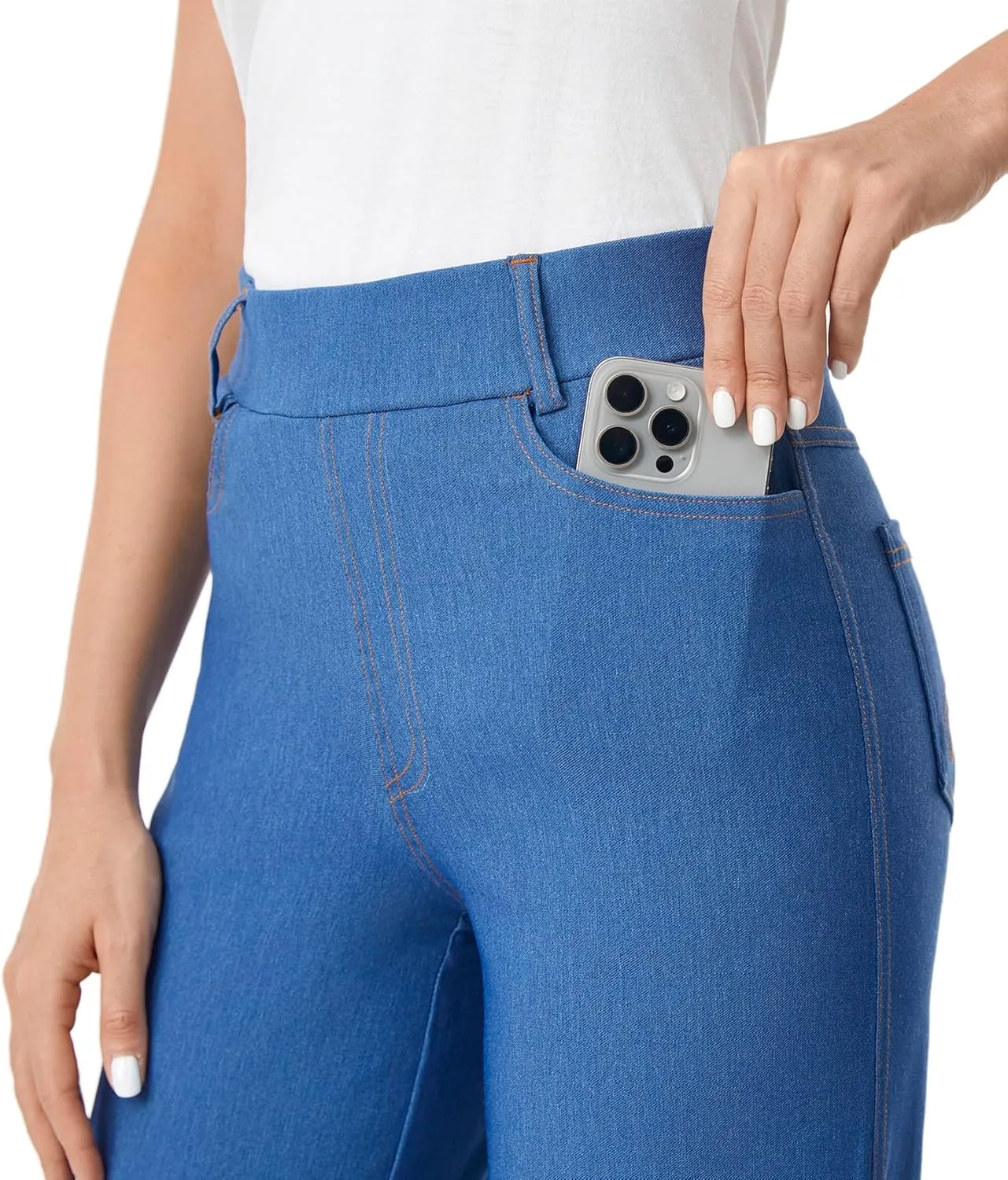 AFITNE Women's Wide Leg Jeans High Waist Pull On Jeans Trendy Loose Denim Pants with Stretchy Denim Like Material