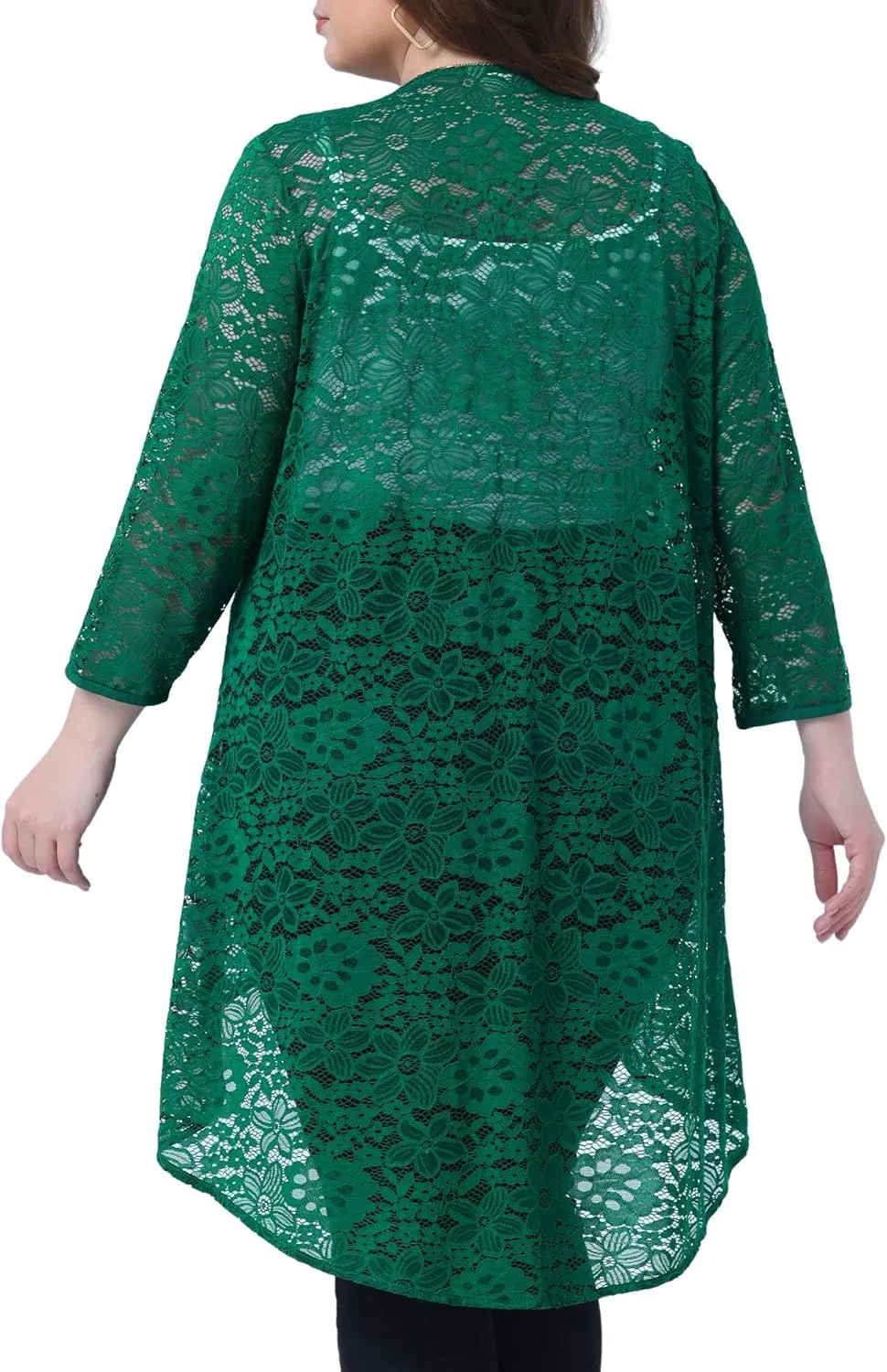 Agnes Orinda Plus Size Cardigans for Women Lightweight 3/4 Sleeve Open Front Crochet 2024 Lace Cover Up