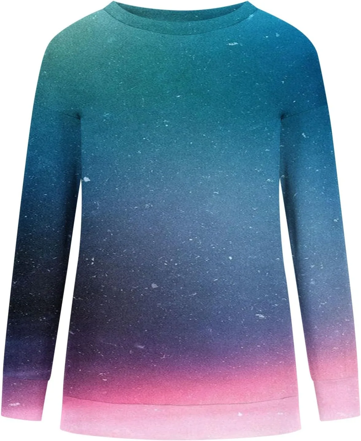 Akklian Women's Long Sleeve Crewneck Sweatshirts No Hood Loose Fit Oversized Ombre Tops Fall Lounge Trendy Pullover Sweaters