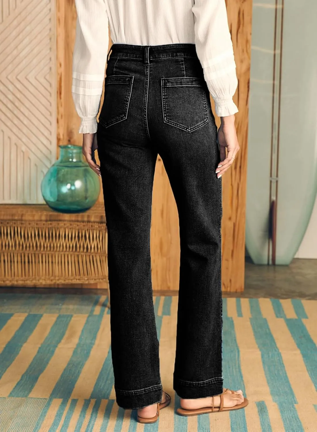 Astylish Women's Wide Leg Jeans High Waisted Stretchy Straight Leg Jeans Loose Trendy Denim Pants with Pocket