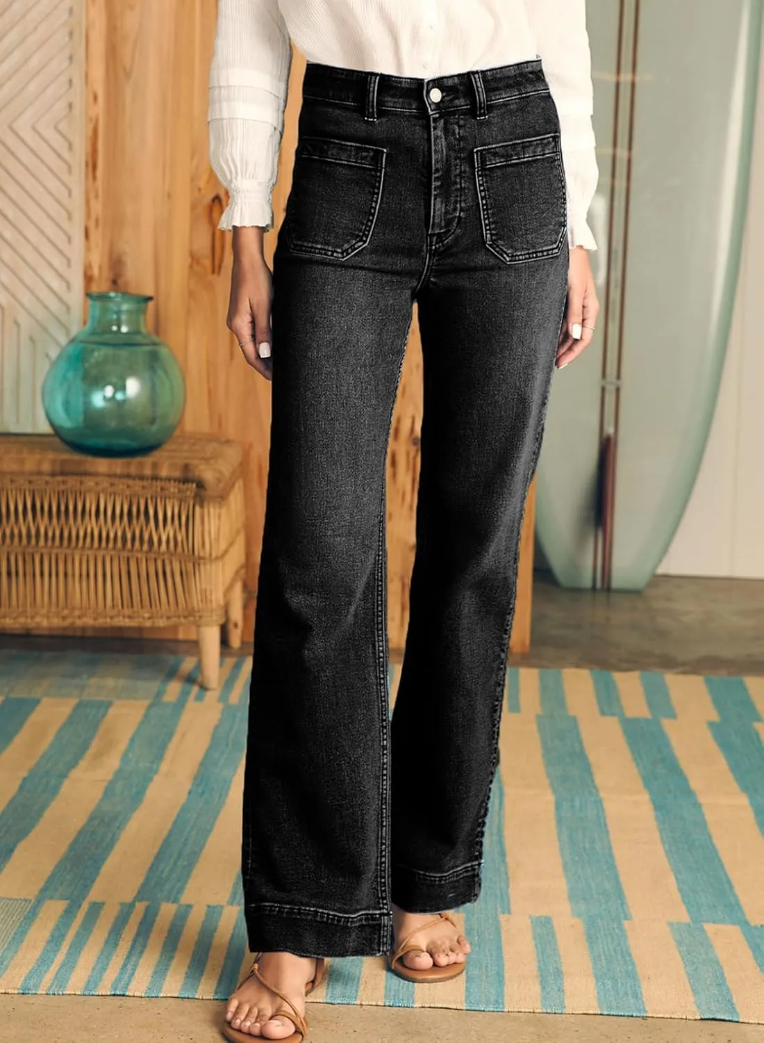 Astylish Women's Wide Leg Jeans High Waisted Stretchy Straight Leg Jeans Loose Trendy Denim Pants with Pocket