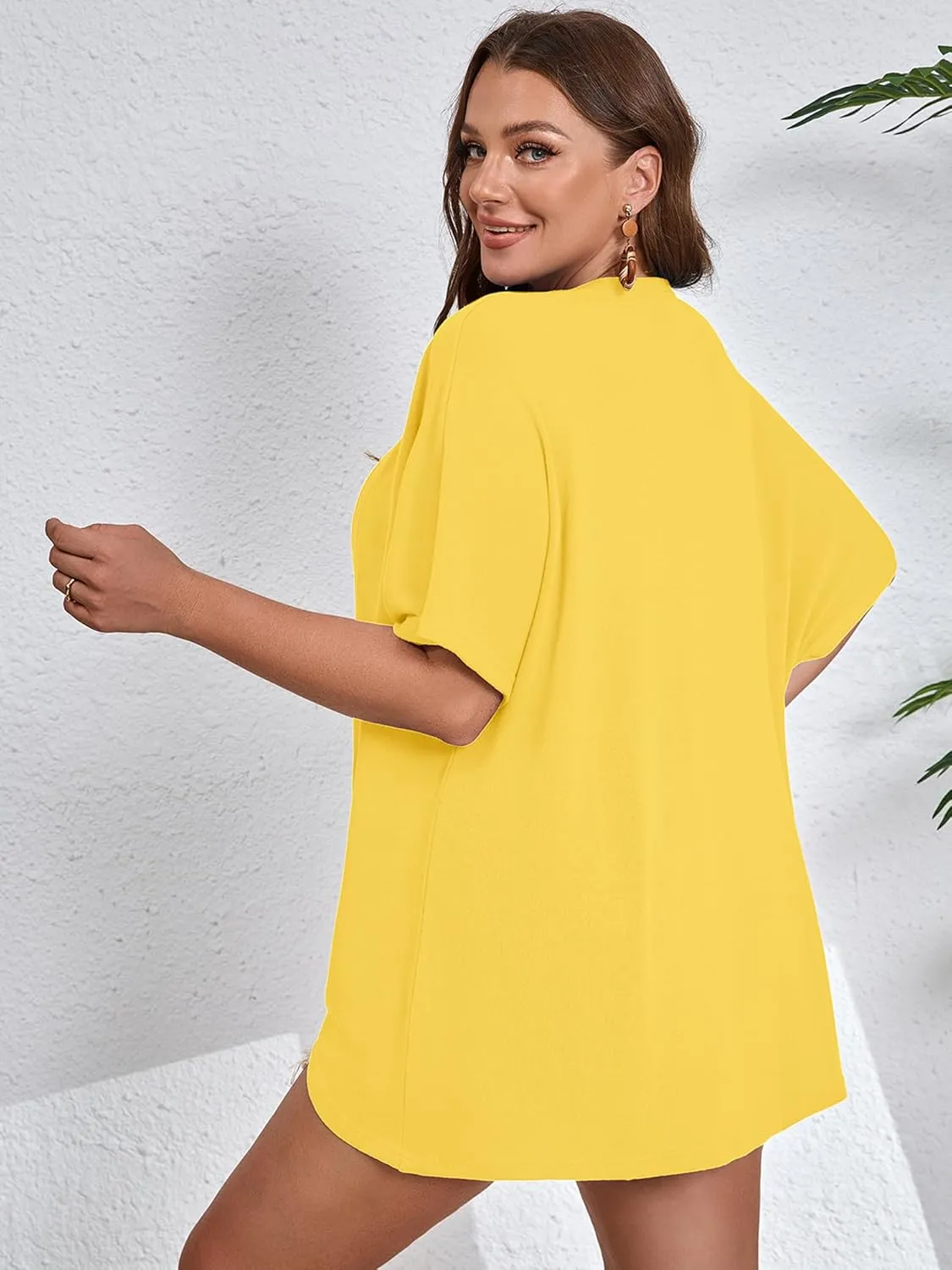 AusLook Women's Plus Size Short Sleeve Shawls and Wraps Lightweight Open Front Cardigan Cover Ups Shrugs Kimono Jacket Coat