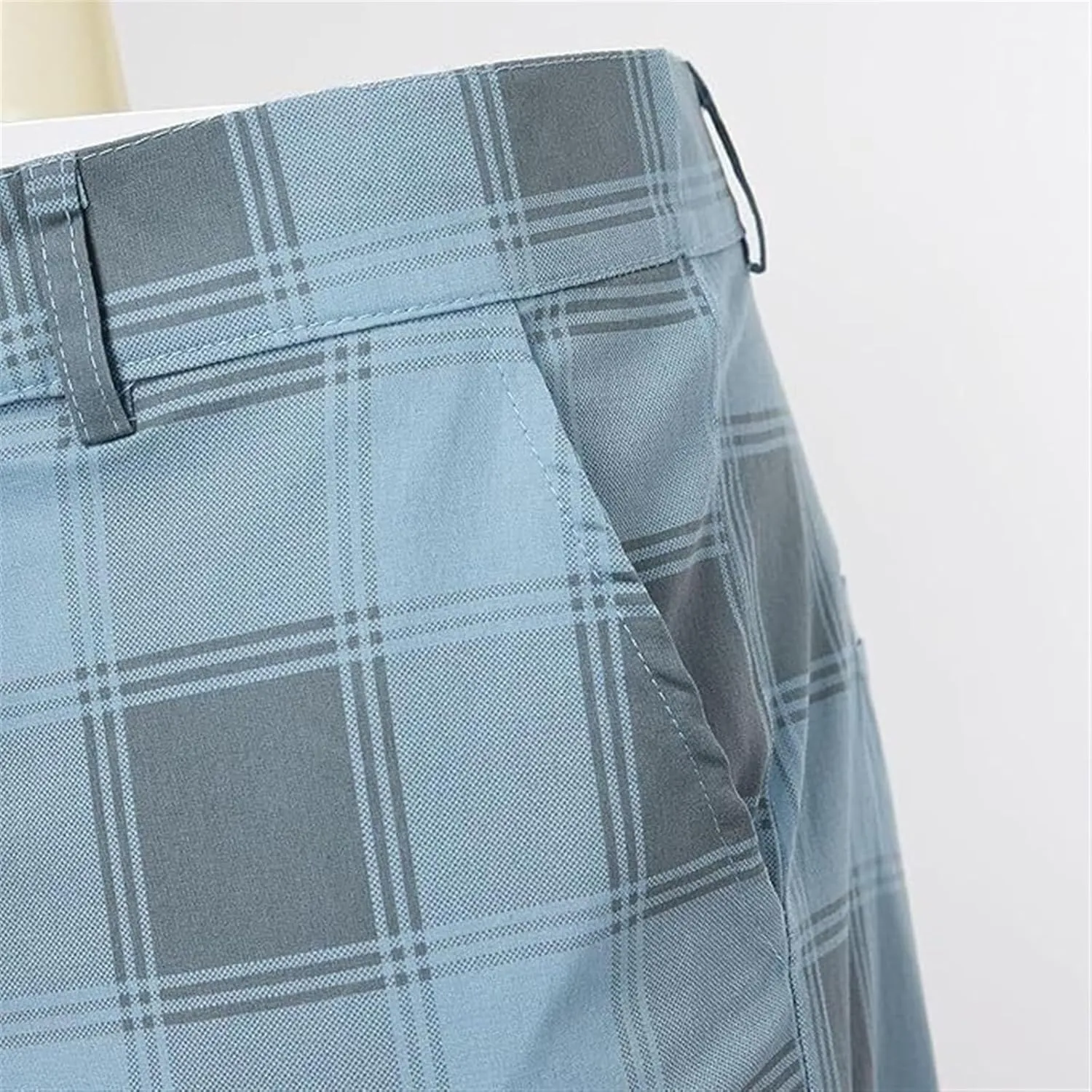 AYGJKIE Men's Chino Trousers Checked Fabric Trousers Slim fit Business Chino Trousers Straight Leg Slim Casual Trousers