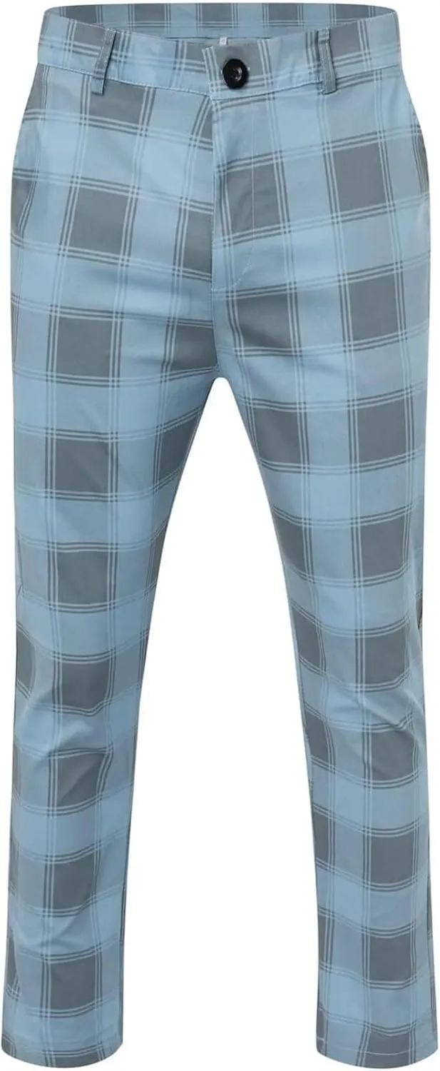 AYGJKIE Men's Chino Trousers Checked Fabric Trousers Slim fit Business Chino Trousers Straight Leg Slim Casual Trousers