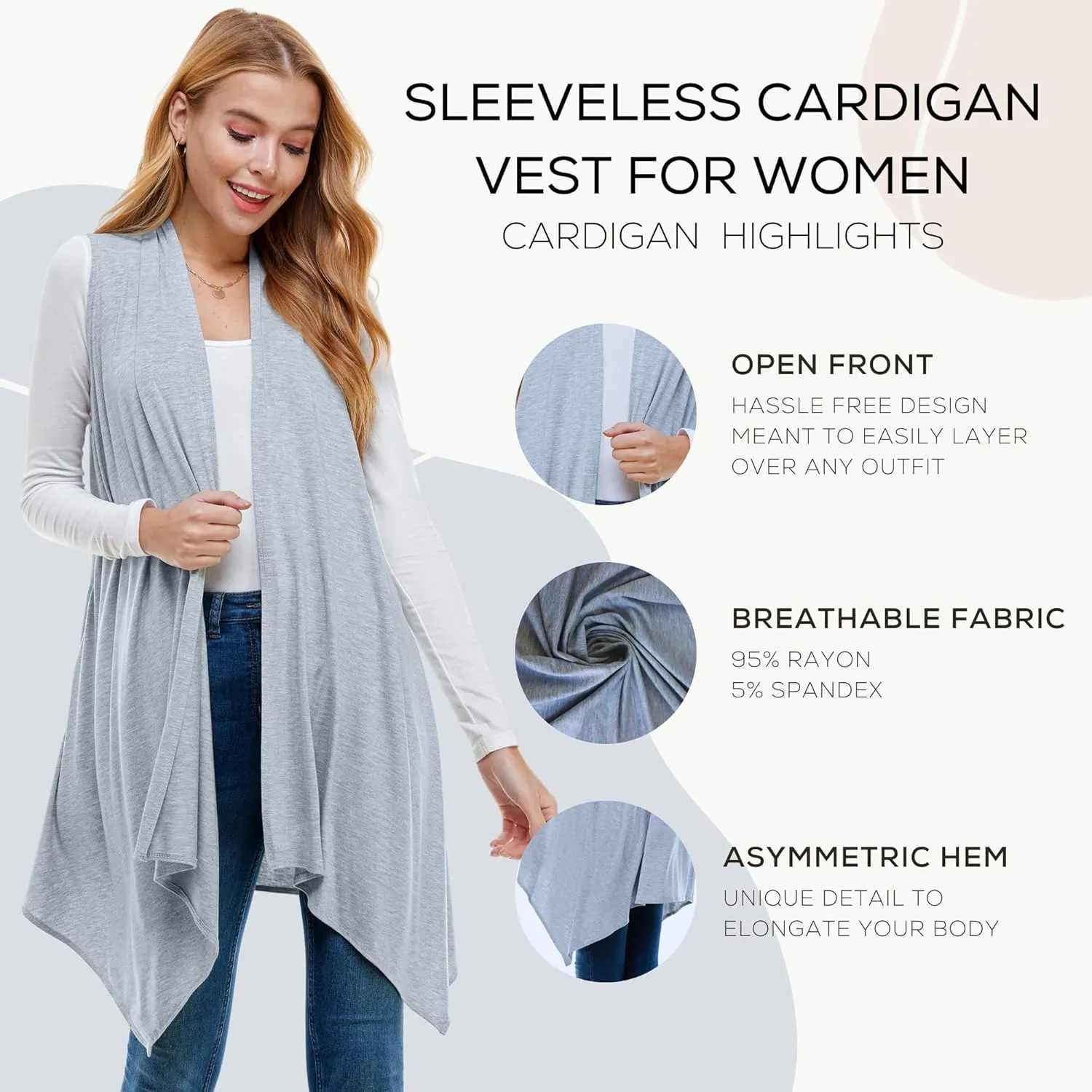 Azules Sleeveless Cardigan Vest for Women- Stylish Casual Womens Cardigans for Every Occasion