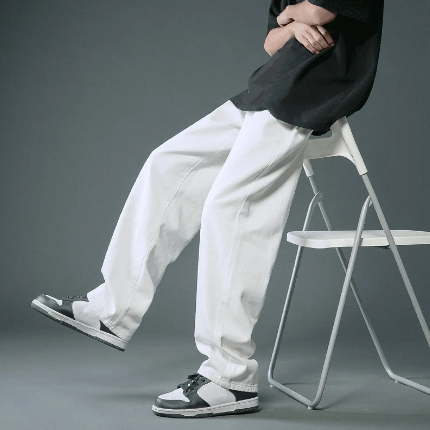 Baggy Jeans for Men Y2K Straight Wide Leg Jeans Casual Vintage Streetwear Hip Hop Trendy Skater Denim Pants Trousers