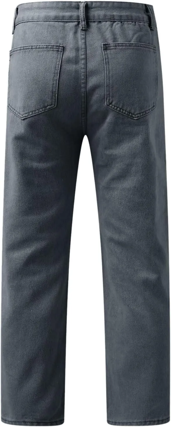 Baggy Jeans for Men Y2K Straight Wide Leg Jeans Casual Vintage Streetwear Hip Hop Trendy Skater Denim Pants Trousers