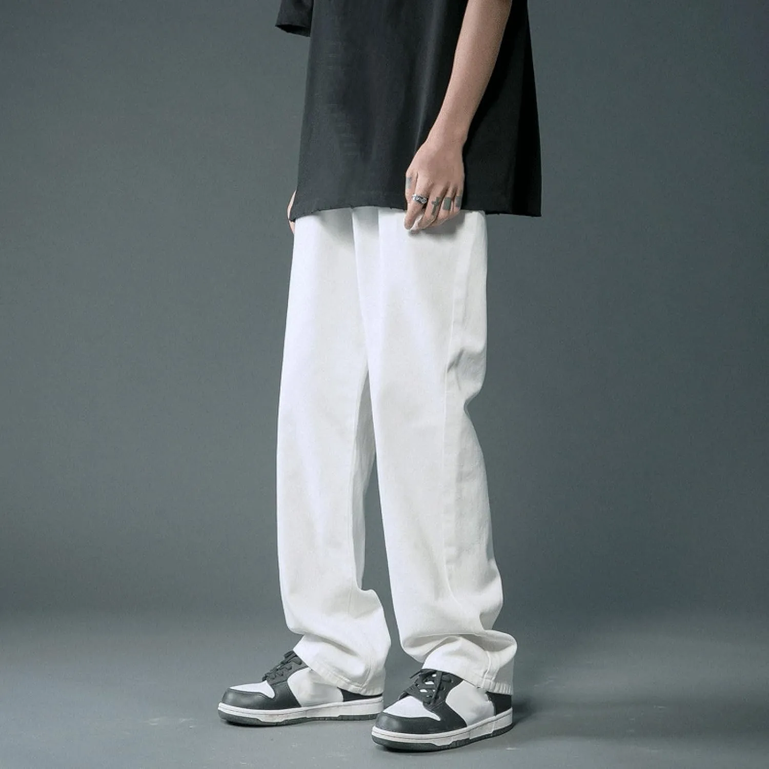 Baggy Jeans for Men Y2K Straight Wide Leg Jeans Casual Vintage Streetwear Hip Hop Trendy Skater Denim Pants Trousers