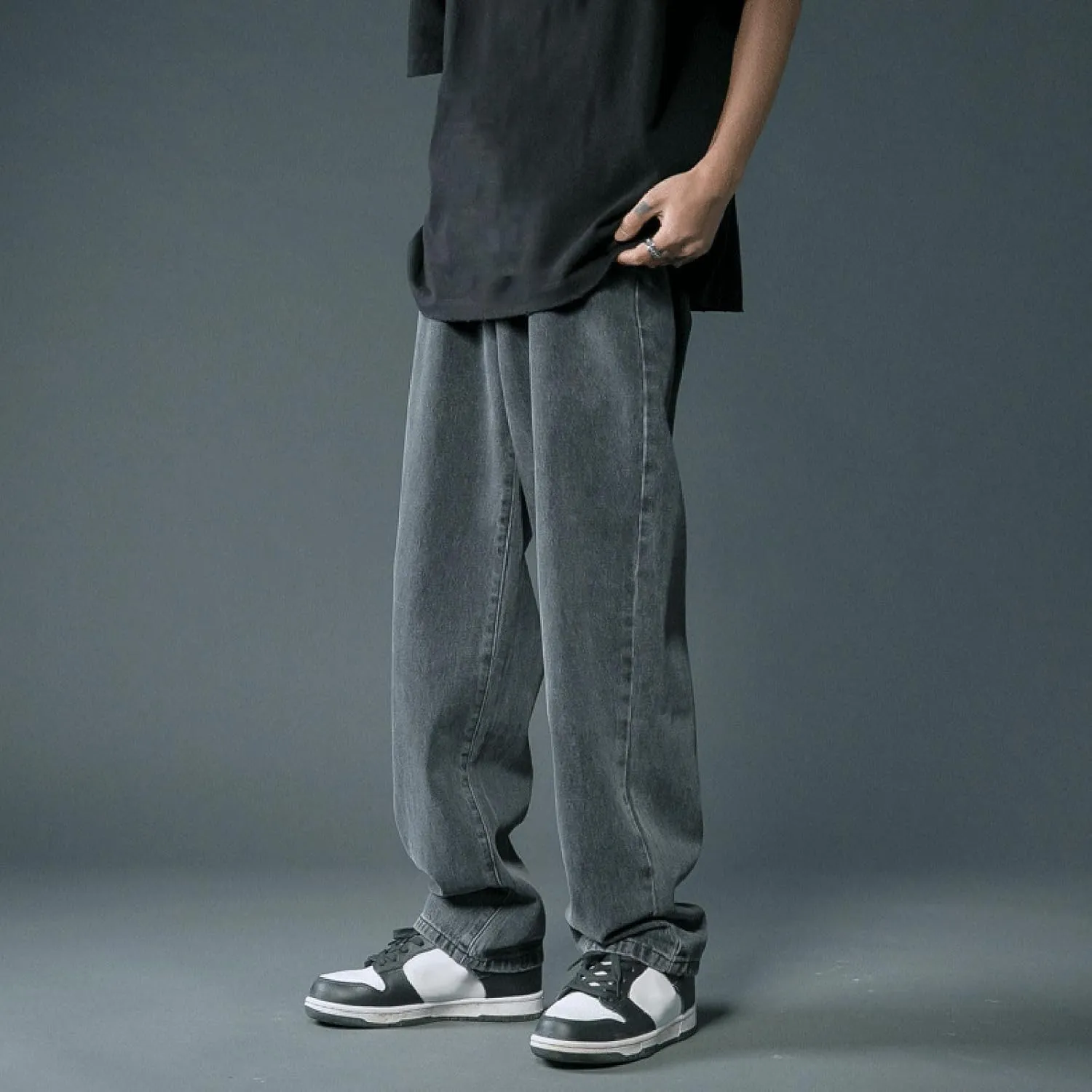 Baggy Jeans for Men Y2K Straight Wide Leg Jeans Casual Vintage Streetwear Hip Hop Trendy Skater Denim Pants Trousers