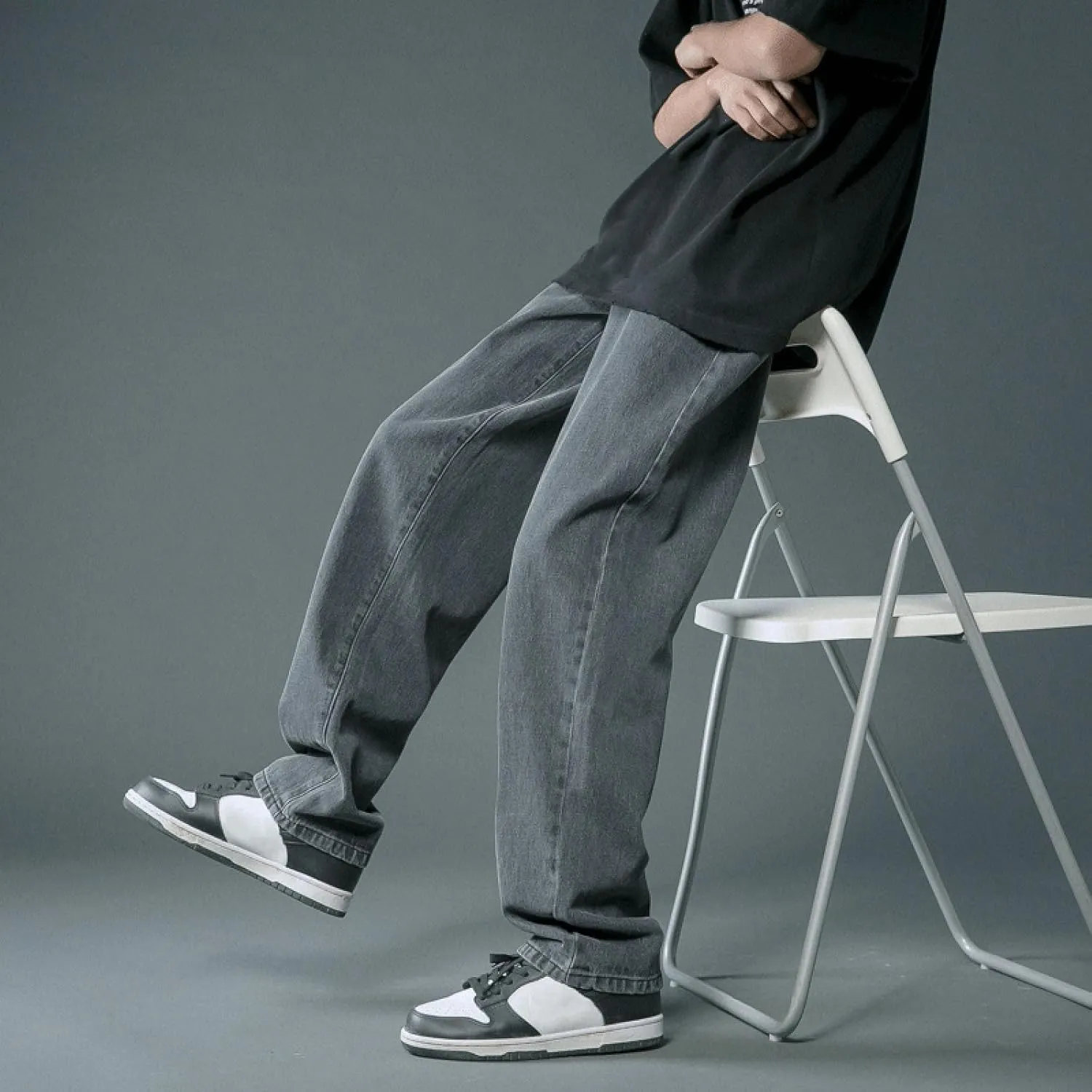 Baggy Jeans for Men Y2K Straight Wide Leg Jeans Casual Vintage Streetwear Hip Hop Trendy Skater Denim Pants Trousers