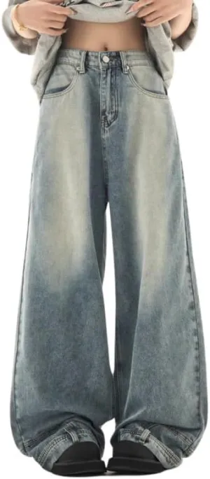 Baggy Jeans for Women Men Ripped Straight Leg Pants High Waisted Distressed Jeans Y2K Grunge Summer Clothes.