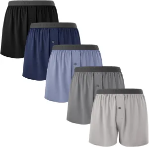 BAMBOO COOL Men's Boxer Shorts Underwear Soft Comfortable Breathable Classic Casual Loose Stretch Knit Short (3 or 5 Pack)