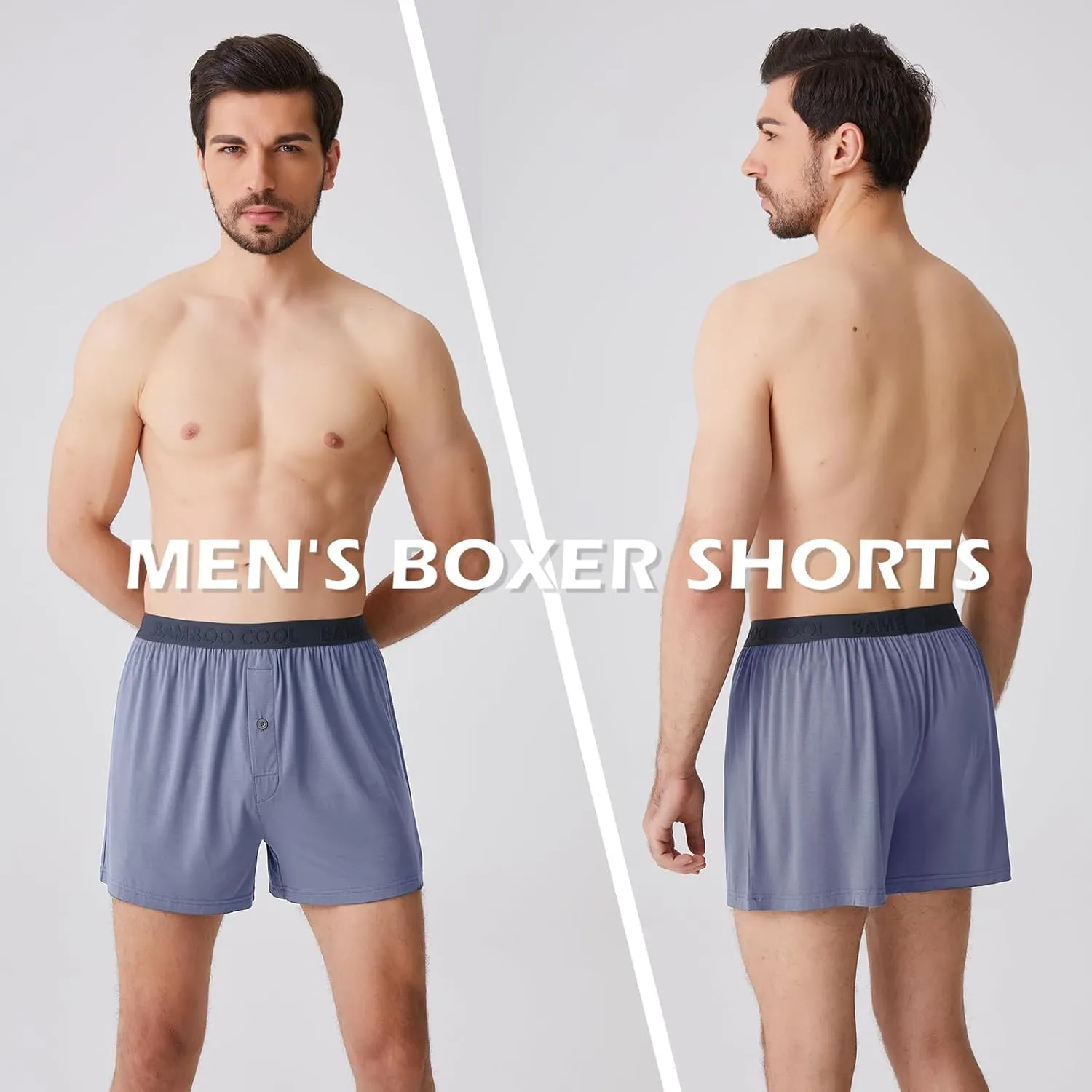BAMBOO COOL Men's Boxer Shorts Underwear Soft Comfortable Breathable Classic Casual Loose Stretch Knit Short (3 or 5 Pack)
