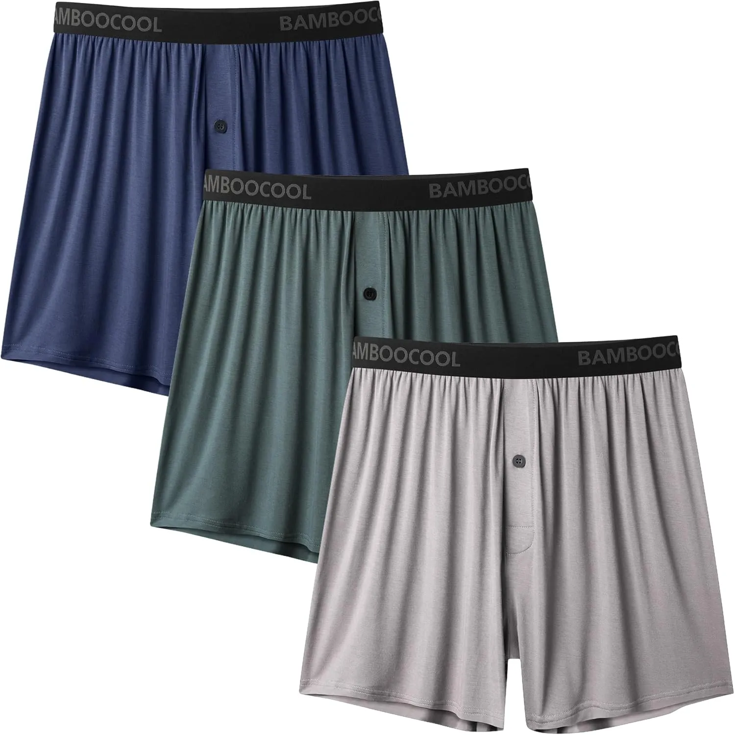 BAMBOO COOL Men's Boxer Shorts Underwear Soft Comfortable Breathable Classic Casual Loose Stretch Knit Short (3 or 5 Pack)