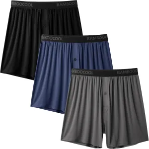 BAMBOO COOL Men's Boxer Shorts Underwear Soft Comfortable Breathable Classic Casual Loose Stretch Knit Short (3 or 5 Pack)