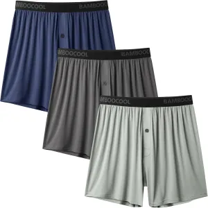 BAMBOO COOL Men's Boxer Shorts Underwear Soft Comfortable Breathable Classic Casual Loose Stretch Knit Short (3 or 5 Pack)