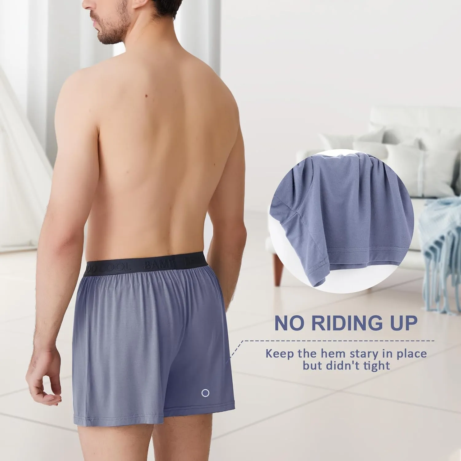 BAMBOO COOL Men's Boxer Shorts Underwear Soft Comfortable Breathable Classic Casual Loose Stretch Knit Short (3 or 5 Pack)