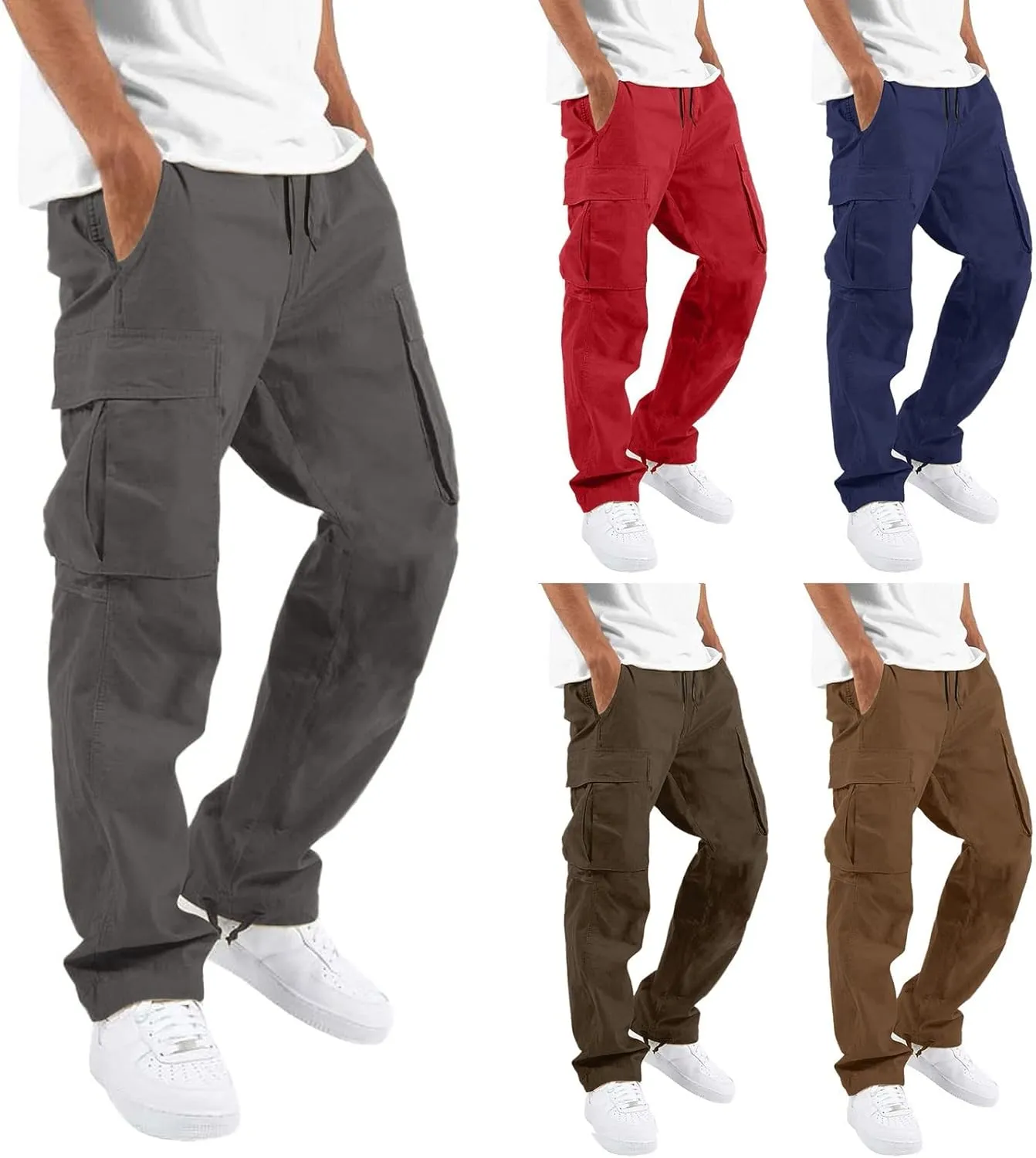 Big and Tall Cargo Pants for Men Sweatpants for Men Hiking Pants with 6 Pocket Lightweight Casual Sports Baggy Jogger