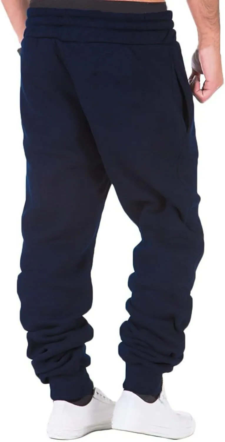 Big and Tall Sweatpants for Men Men's Heavyweight Fleece Cargo Sweatpants Elastic Waist Drawstring Athletic Trousers