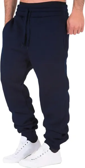 Big and Tall Sweatpants for Men Men's Heavyweight Fleece Cargo Sweatpants Elastic Waist Drawstring Athletic Trousers