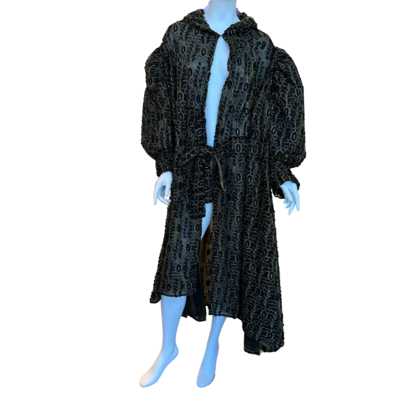 Black/Gold Embroidered Mesh Cape