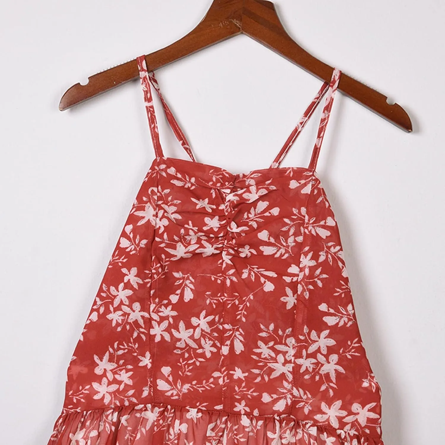 Boho Back Cross Cami Dress Plus Size Women Midi Length Shirred Dress Sweetheart Neck Swing Summer Casual S-2XL
