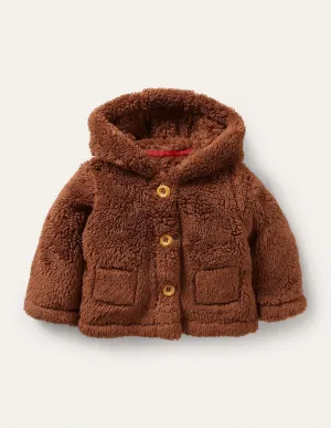 Borg Button-Up Jacket-Terrier Brown Bears