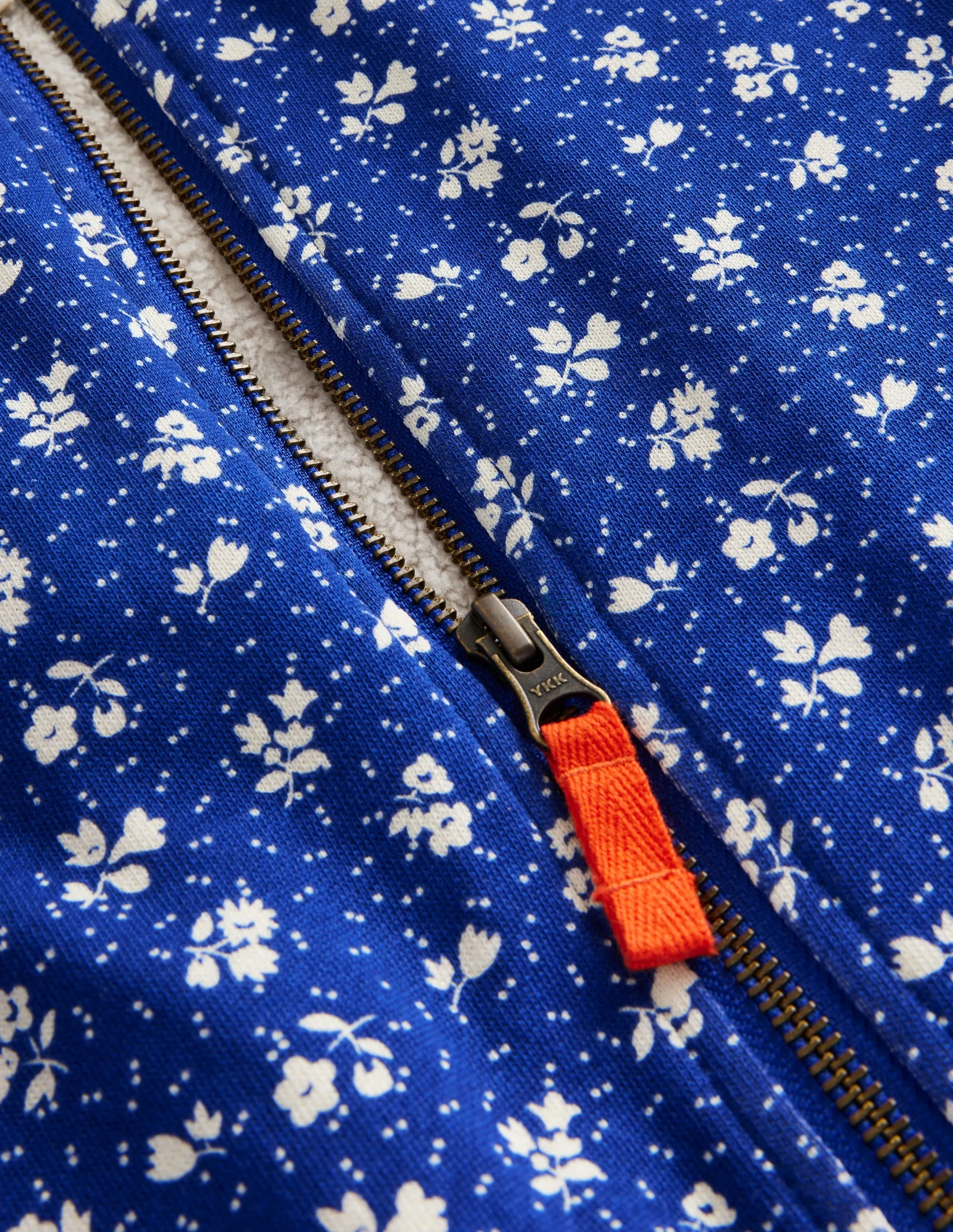 Borg Lined Jersey Bomber-Indigo Sprig Floral