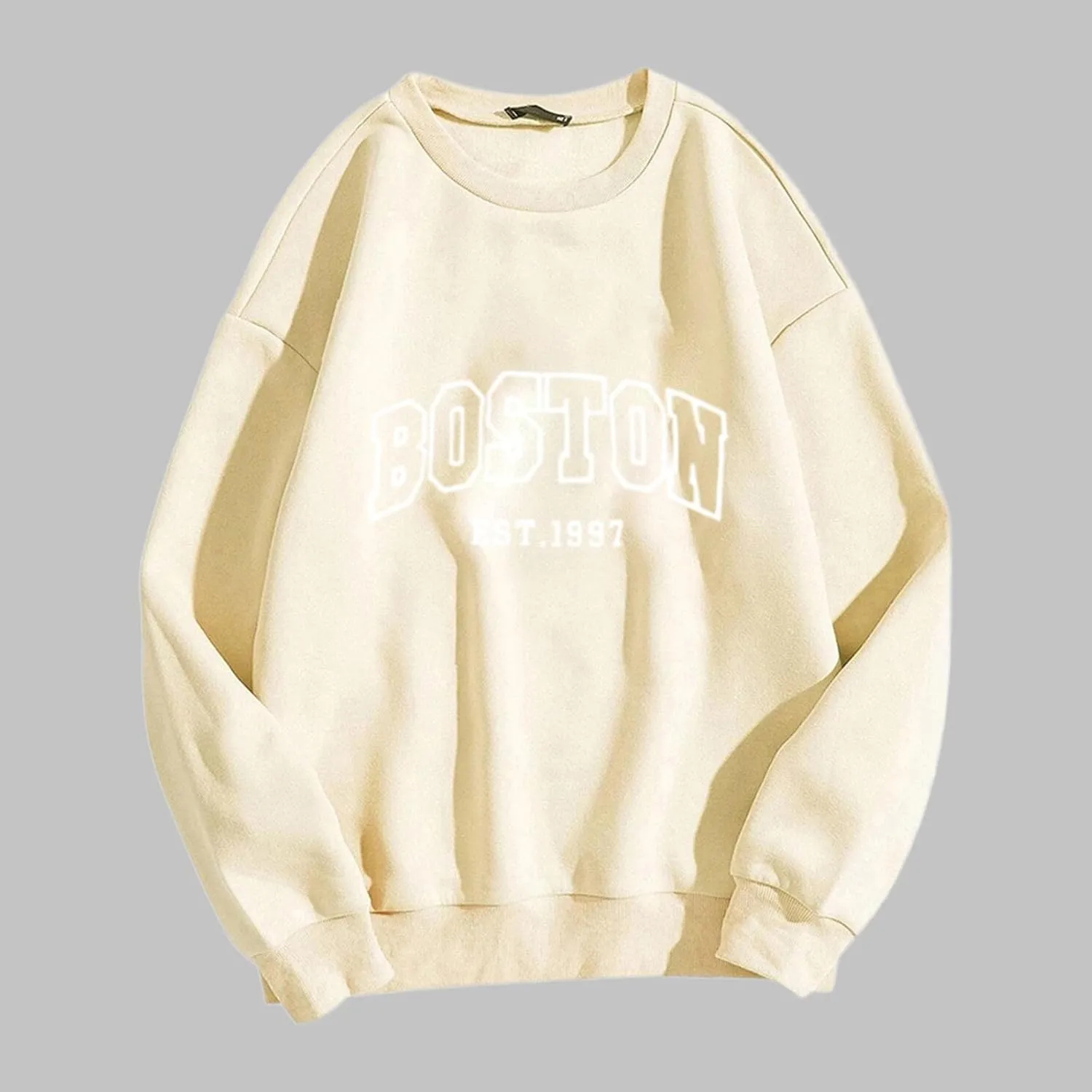 Boston Sweatshirts for Women Letter Print Crewneck Oversized Pullover Long Sleeve Sweaters Fall Clothes Trendy Outfits