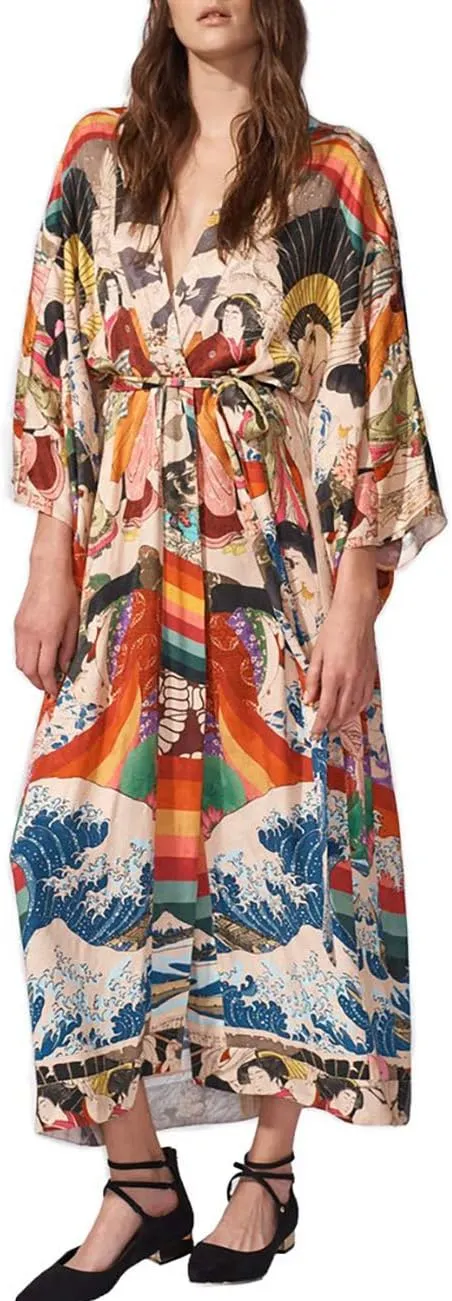 Bsubseach Women's Kimono Swimsuit Cover Up Summer Beach Coverups 2025 Bathing Suit Casual Loose Cardigans for Swimwear