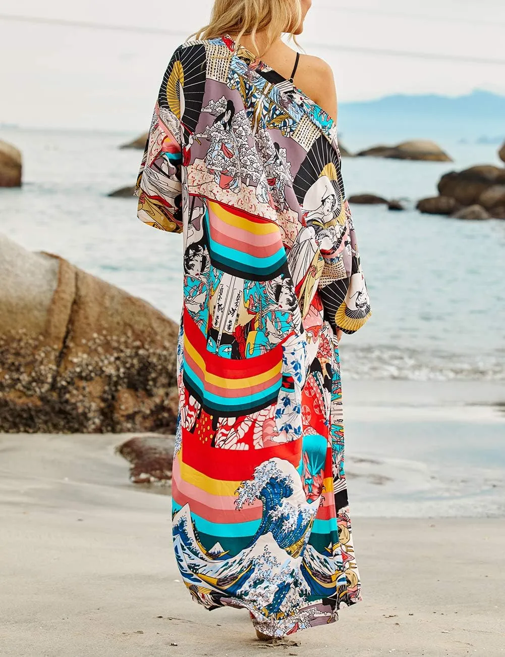Bsubseach Women's Kimono Swimsuit Cover Up Summer Beach Coverups 2025 Bathing Suit Casual Loose Cardigans for Swimwear