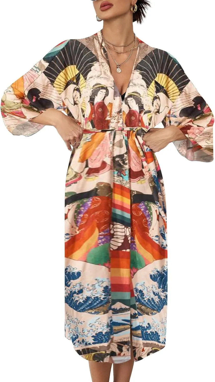 Bsubseach Women's Kimono Swimsuit Cover Up Summer Beach Coverups 2025 Bathing Suit Casual Loose Cardigans for Swimwear