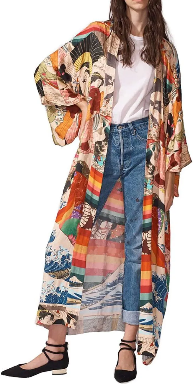 Bsubseach Women's Kimono Swimsuit Cover Up Summer Beach Coverups 2025 Bathing Suit Casual Loose Cardigans for Swimwear