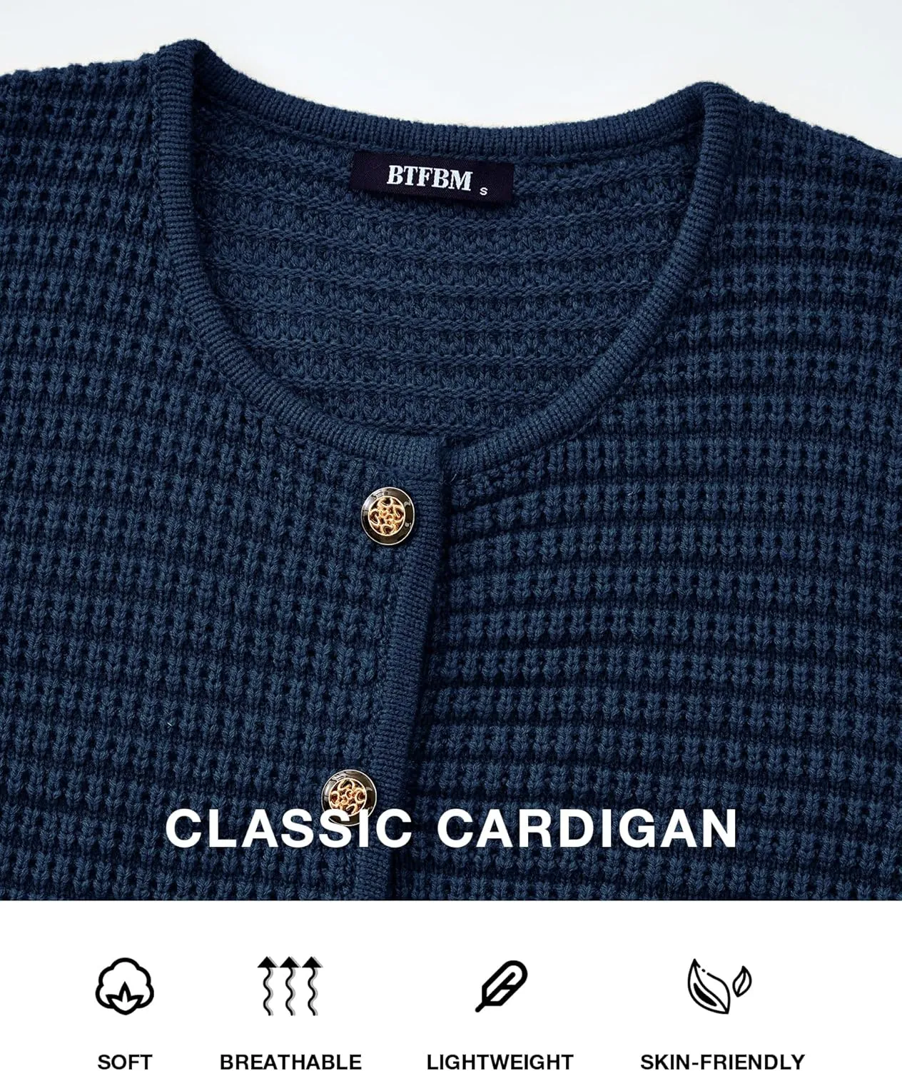 BTFBM Women Cardigan Sweaters Fall Fashion 2024 Button Down Long Sleeve Chunky Knit Open Front Tweed Jacket Outerwear