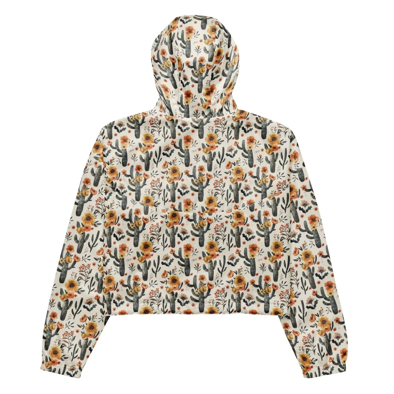 Cactus Sunflower Womens Cropped Windbreaker