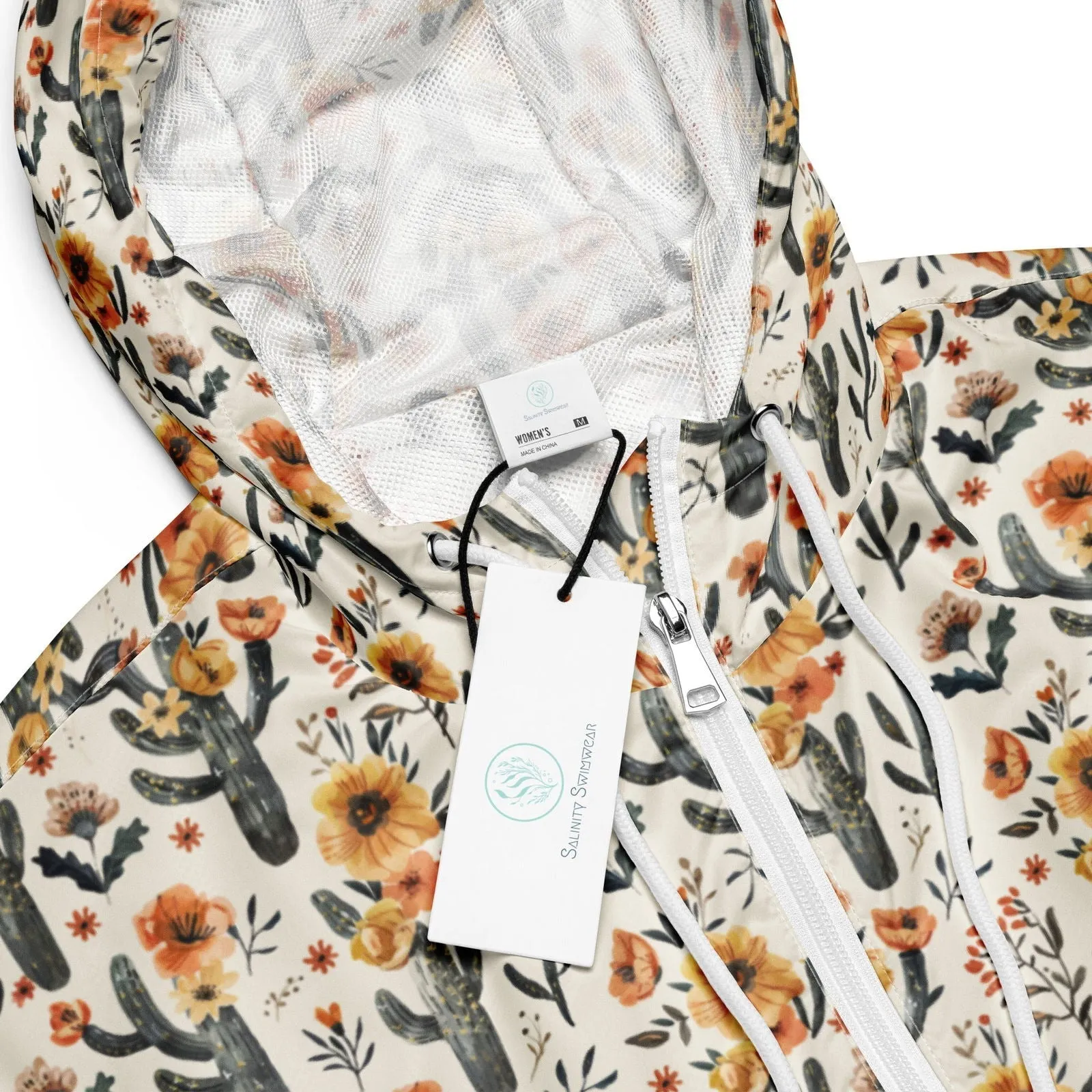 Cactus Sunflower Womens Cropped Windbreaker