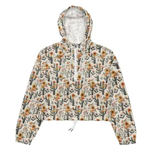 Cactus Sunflower Womens Cropped Windbreaker