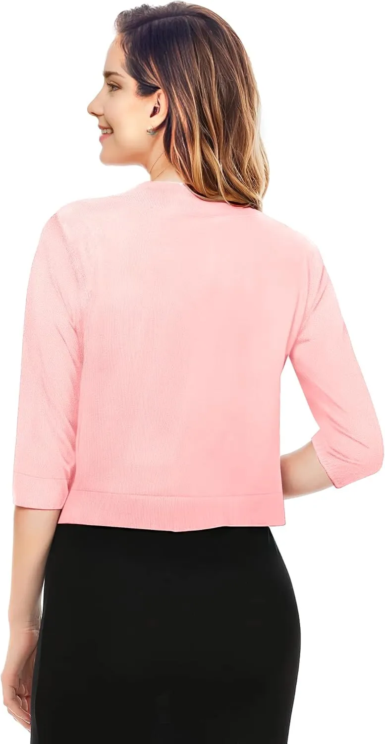 Cardigan for Women, Lightweight Cardigans Women Dressy for Summer, Short Bolero 3/4 Sleeve Cropped Shrug Sweaters Jacket