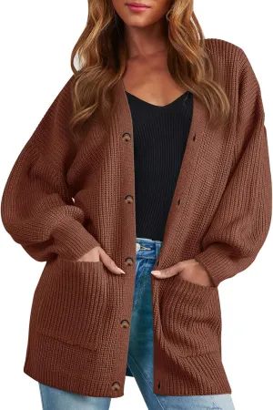 Cardigan Sweaters for Women Oversized Chunky Knit Long Cardigan Open Front Button Cardigans Trendy Fall with Pockets