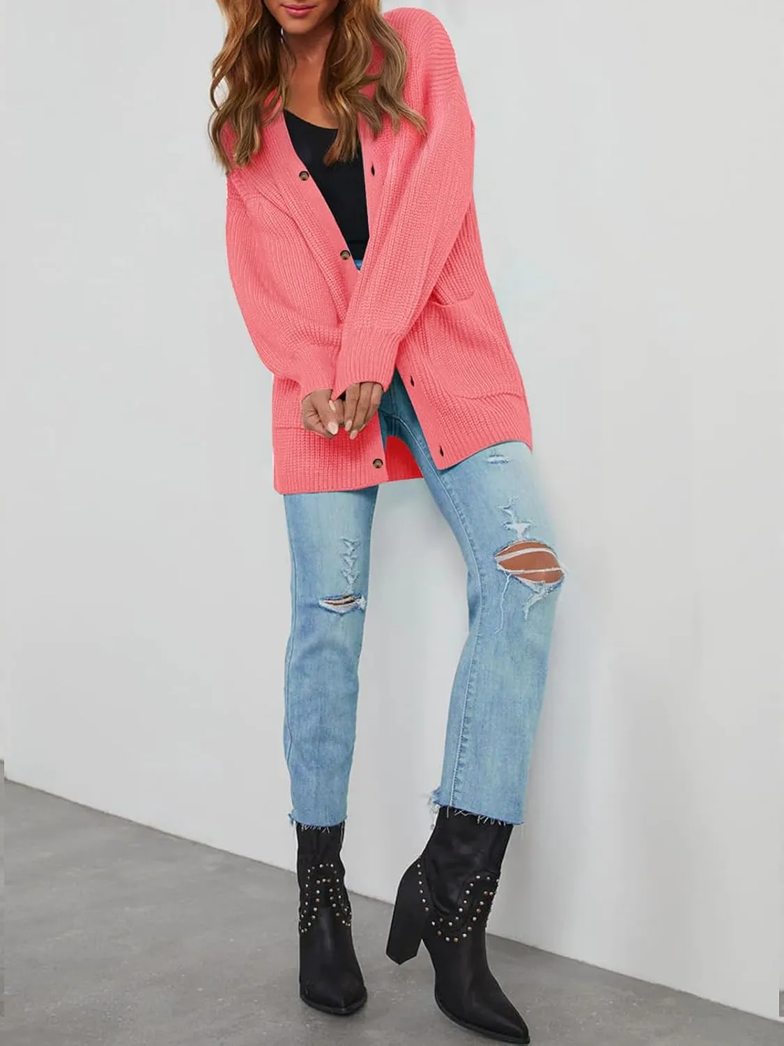 Cardigan Sweaters for Women Oversized Chunky Knit Long Cardigan Open Front Button Cardigans Trendy Fall with Pockets