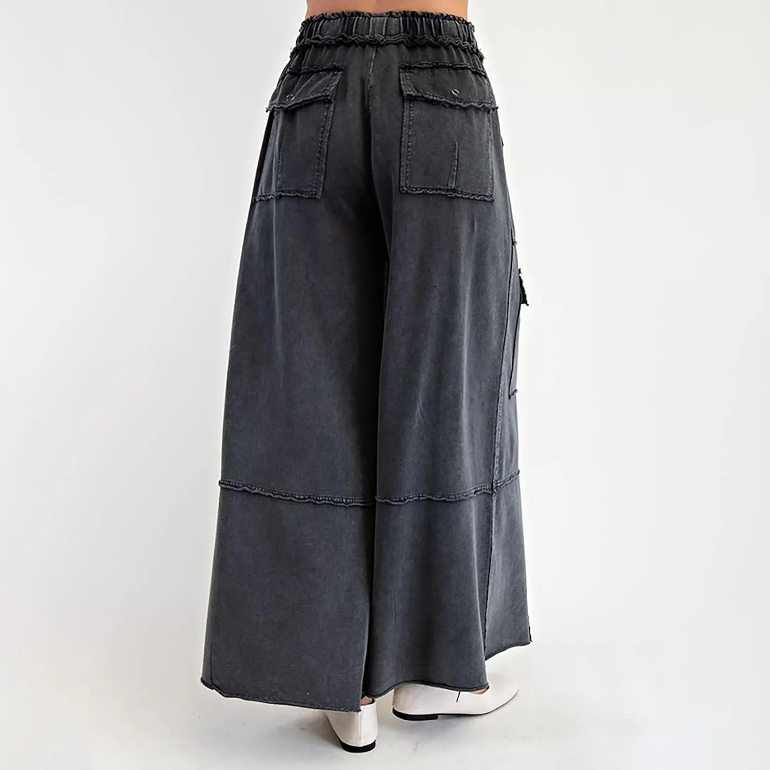 Cargo Jeans for Women Casual Baggy High Waisted Drawstring Wide Leg Jeans Lightweight Flowy Y2K Palazzo Pants with Pockets