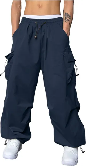 Cargo Pant for Men Lightweight Casual Joggers Drawstring Elastic Waist Work Pants Multi Pockets